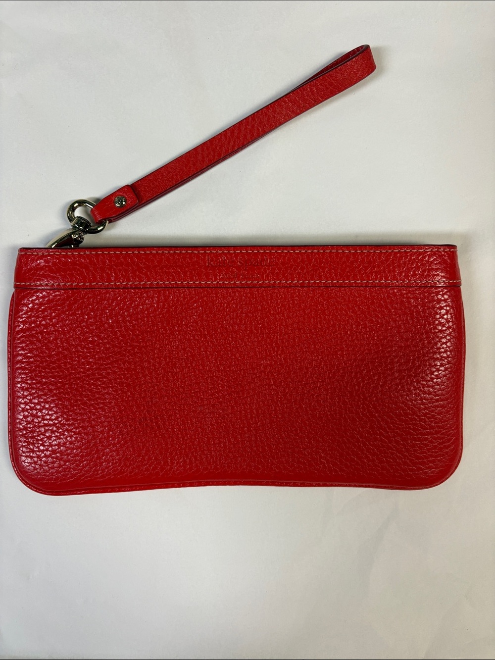 Kate Spade Chrissy Pebbled Leather Wristlet Clutch Red